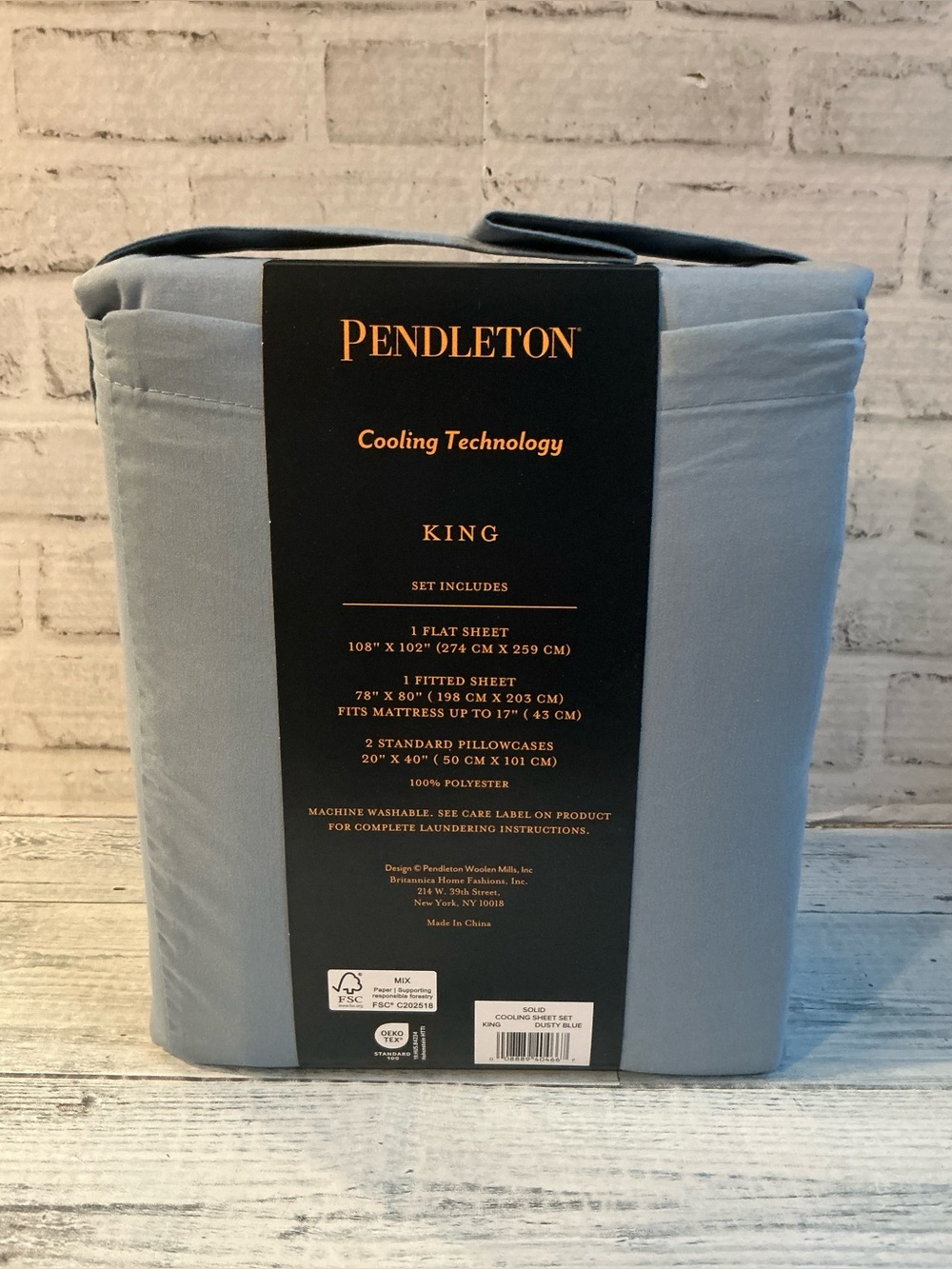 Pendleton 4Pc King Size Cooling Sheet Set - Dusty Blue - Picture 3 of 6